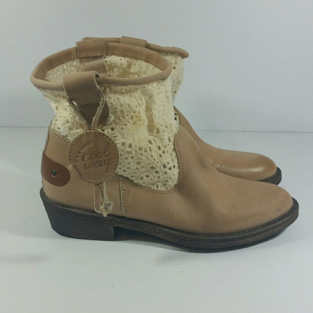 Cool Way Tan Crochet Booties Size  US 6